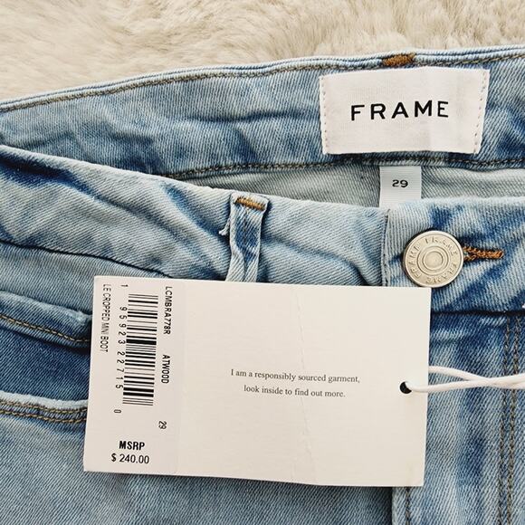 NWT FRAME Le Crop Mini Bootcut Atwood Denim Raw Hem High Waisted Jean 29 - Picture 7 of 10